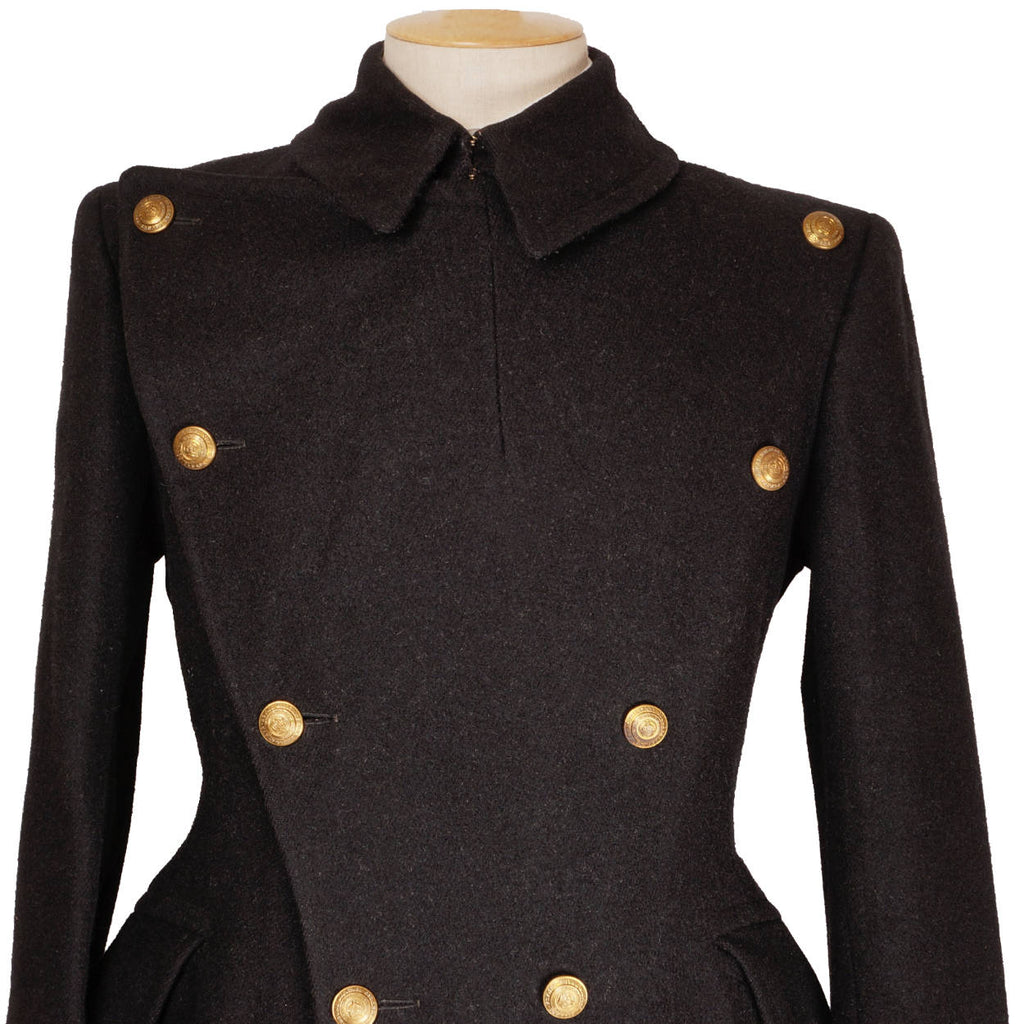 Vintage 1940s Royal Military College of Canada RMC Wool Great Coat - 1949 - Poppy's Vintage Clothing