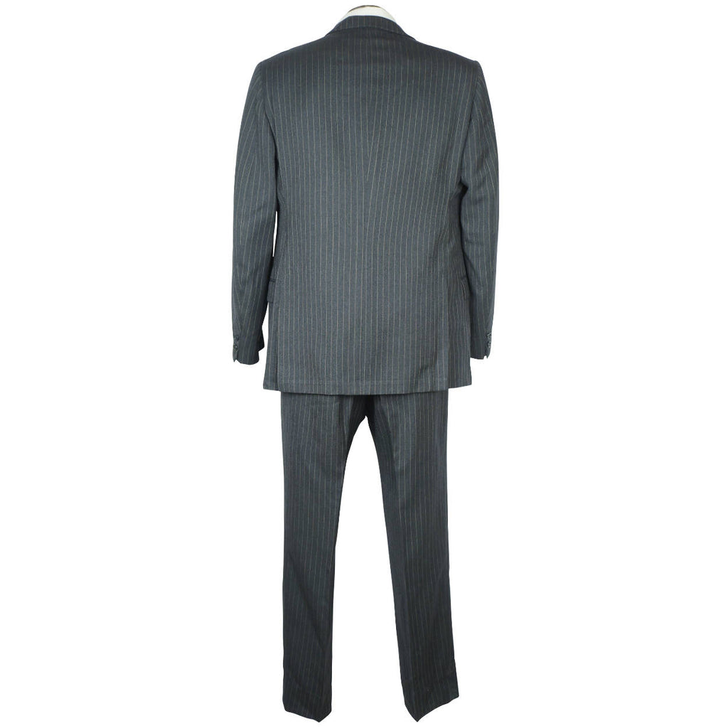 Vintage 1960s Mens Suit Charcoal Grey w Pinstripe Custom Tailor Dated 1967 Sz M - Poppy's Vintage Clothing