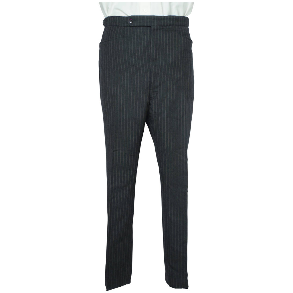 Vintage 1960s Mens Suit Charcoal Grey w Pinstripe Custom Tailor Dated 1967 Sz M - Poppy's Vintage Clothing