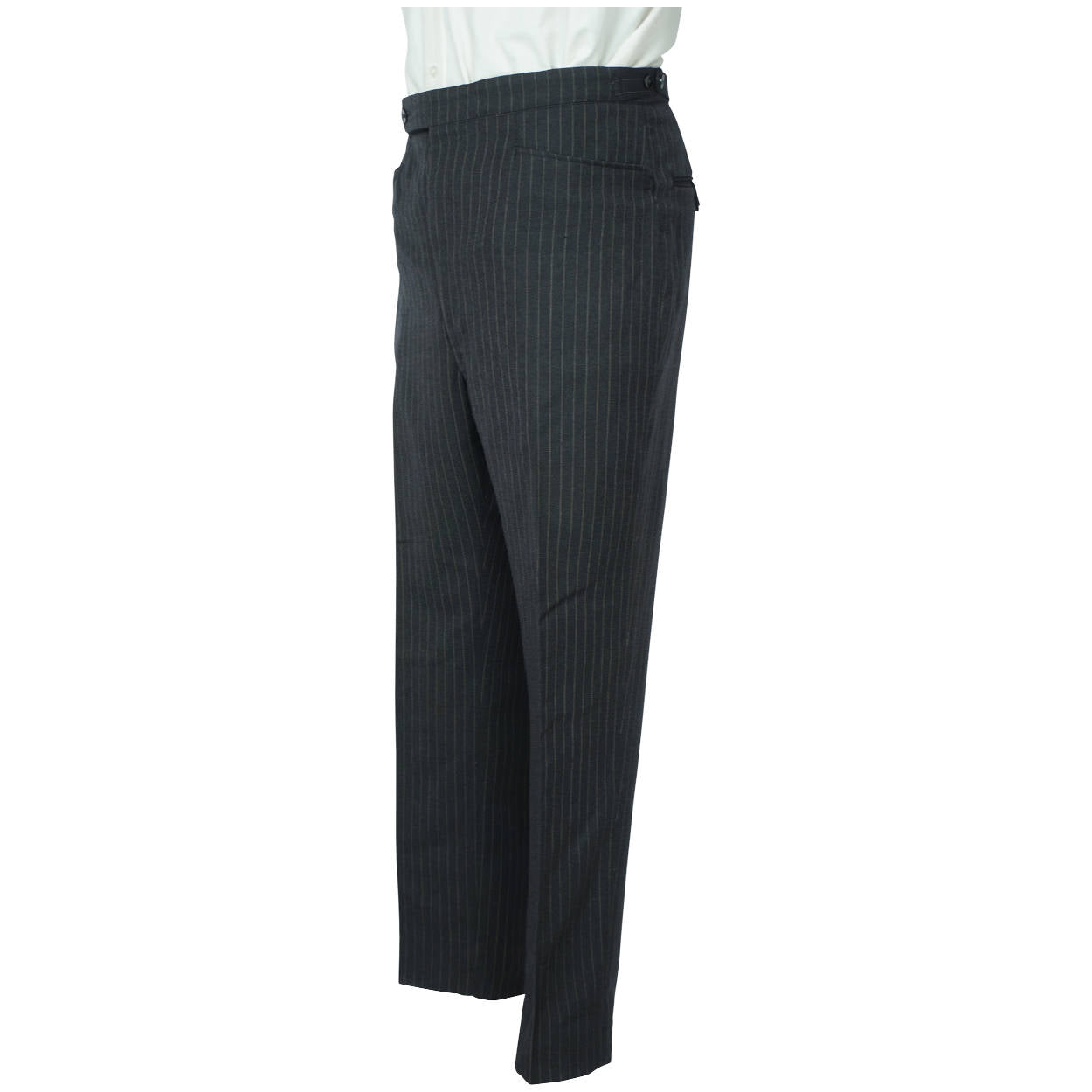 Vintage 1960s Mens Suit Charcoal Grey w Pinstripe Custom Tailor Dated 1967 Sz M - Poppy's Vintage Clothing
