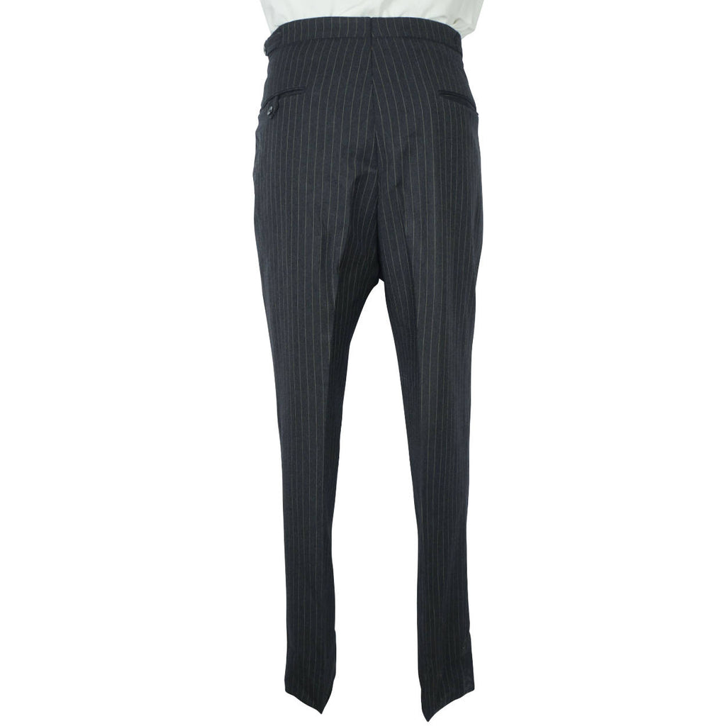 Vintage 1960s Mens Suit Charcoal Grey w Pinstripe Custom Tailor Dated 1967 Sz M - Poppy's Vintage Clothing