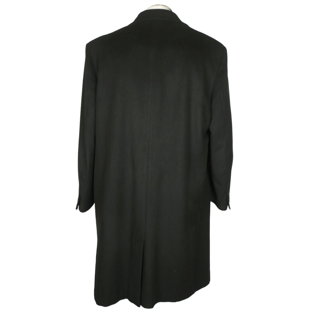 Vintage Mens Topcoat Overcoat 100% Pure Italian Cashmere Black Coat Size 44R - Poppy's Vintage Clothing