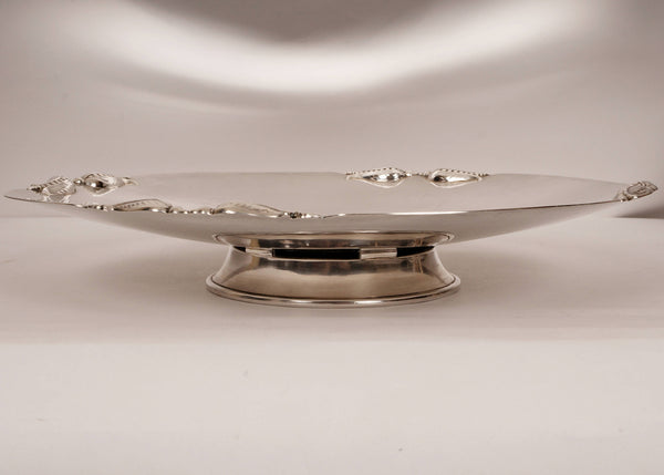 CARL POUL PETERSEN Canadian Sterling Silver Footed Cake Salver SERVING TRAY 12 Inch 750 grams - Poppy's Vintage Clothing