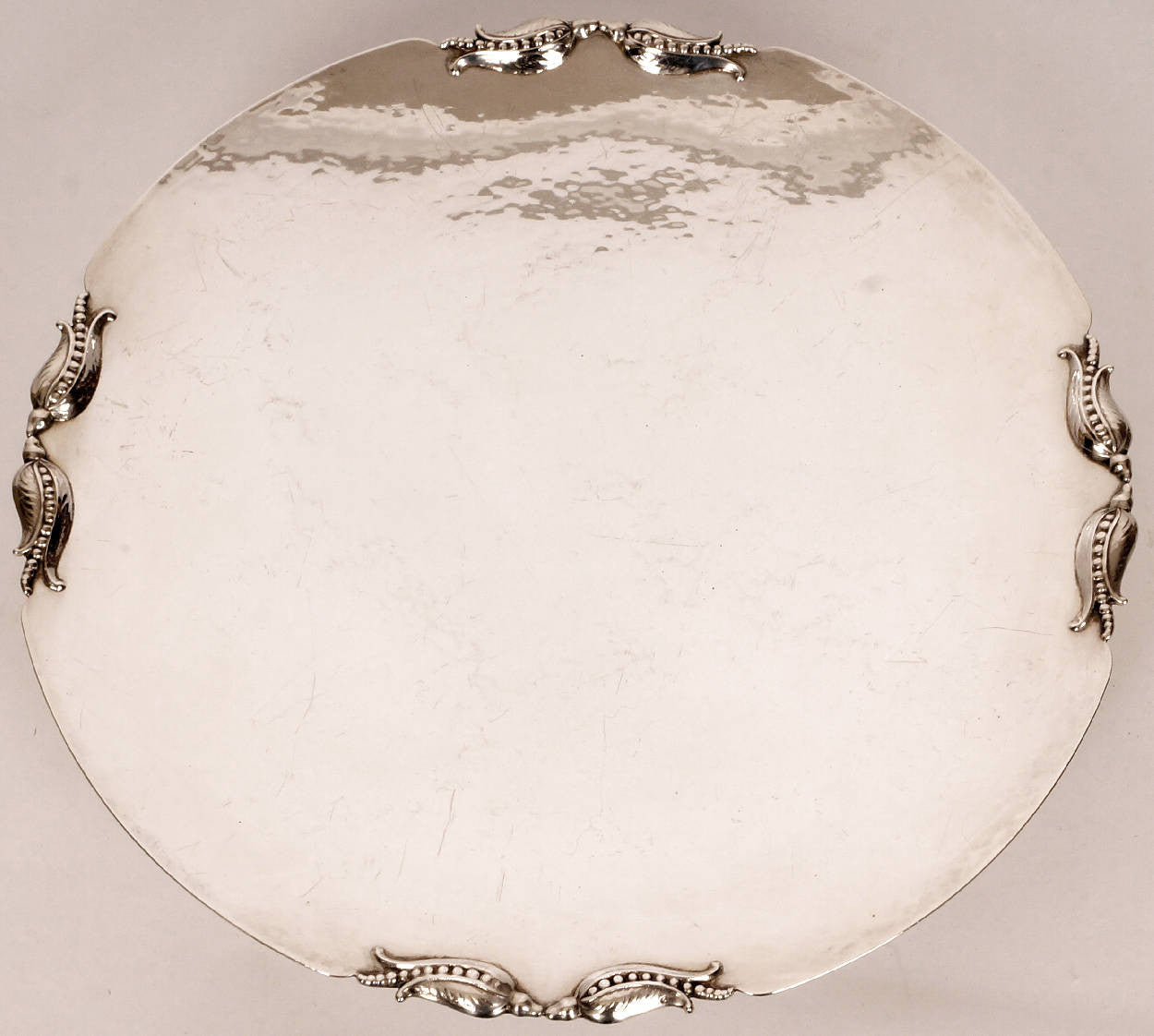 CARL POUL PETERSEN Canadian Sterling Silver Footed Cake Salver SERVING TRAY 12 Inch 750 grams - Poppy's Vintage Clothing
