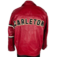 Vintage 1960s Carlton University Jacket Red Leather Sz M