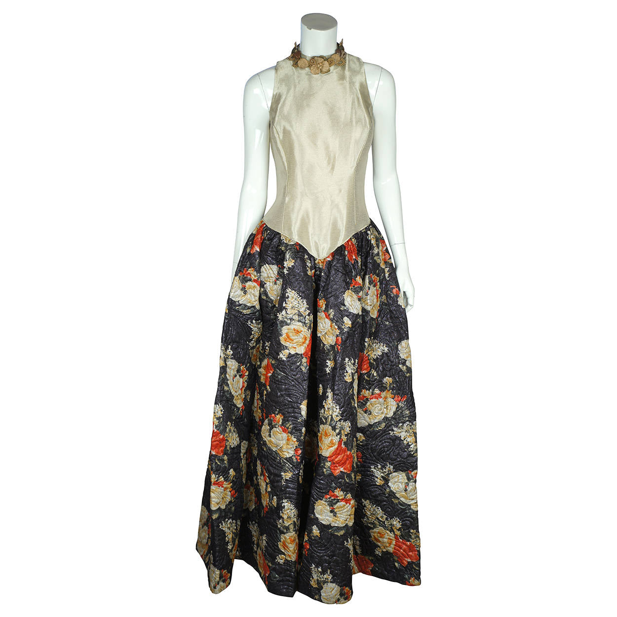 Vintage Carnival of Venice Ball Gown Dress with Hooded Coat Exceptional Fabric M - Poppy's Vintage Clothing