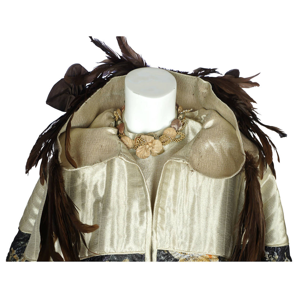 Vintage Carnival of Venice Ball Gown Dress with Hooded Coat Exceptional Fabric M - Poppy's Vintage Clothing