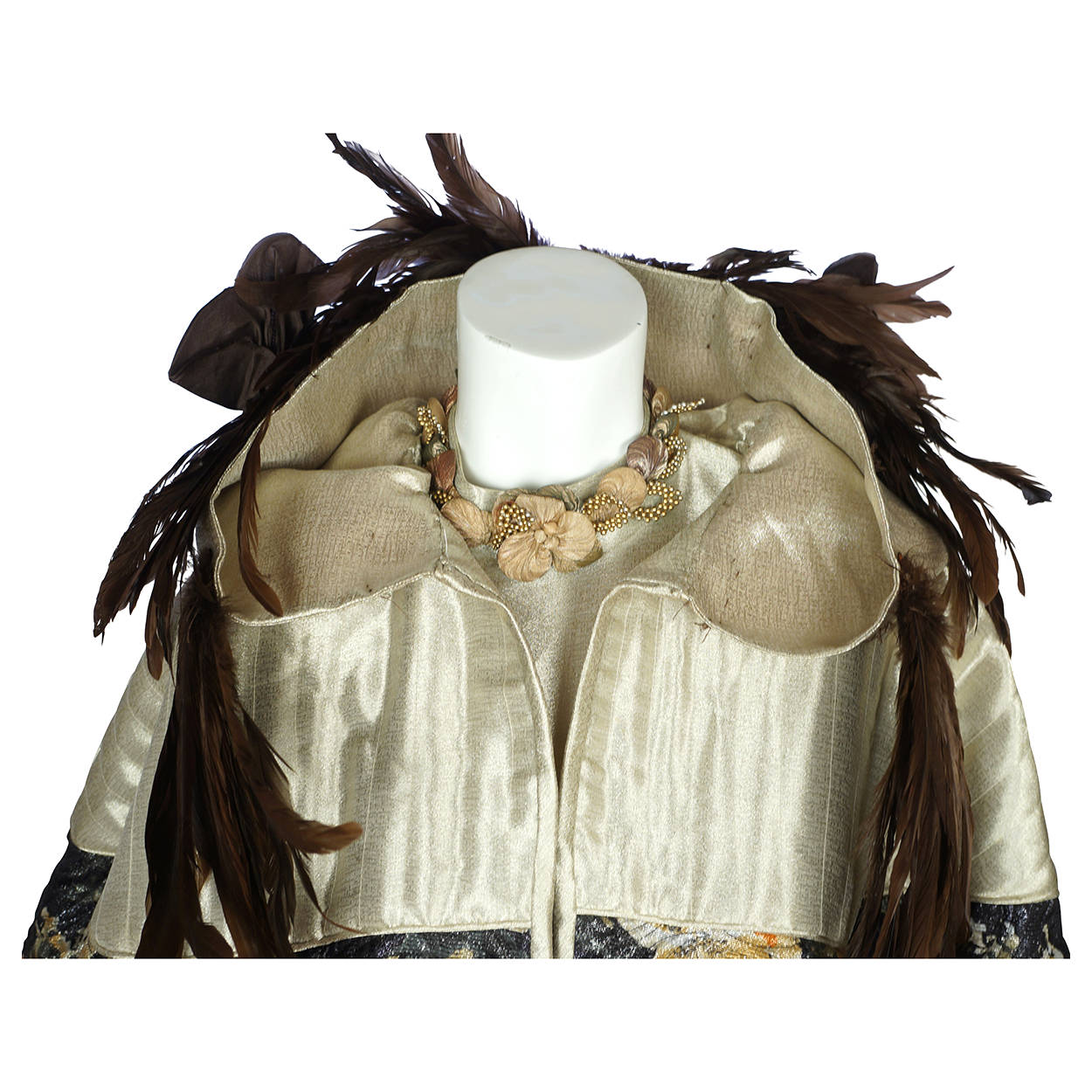 Vintage Carnival of Venice Ball Gown Dress with Hooded Coat Exceptional Fabric M - Poppy's Vintage Clothing