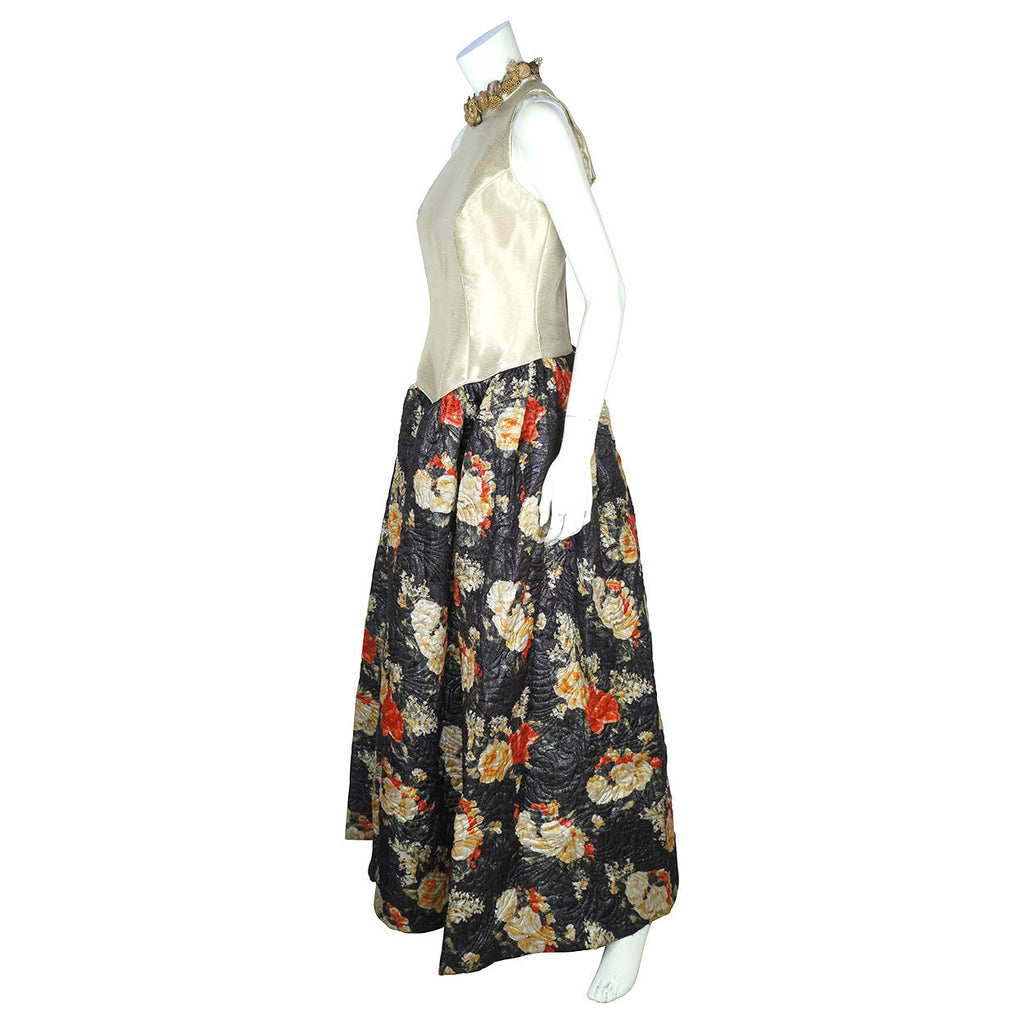 Vintage Carnival of Venice Ball Gown Dress with Hooded Coat Exceptional Fabric M - Poppy's Vintage Clothing