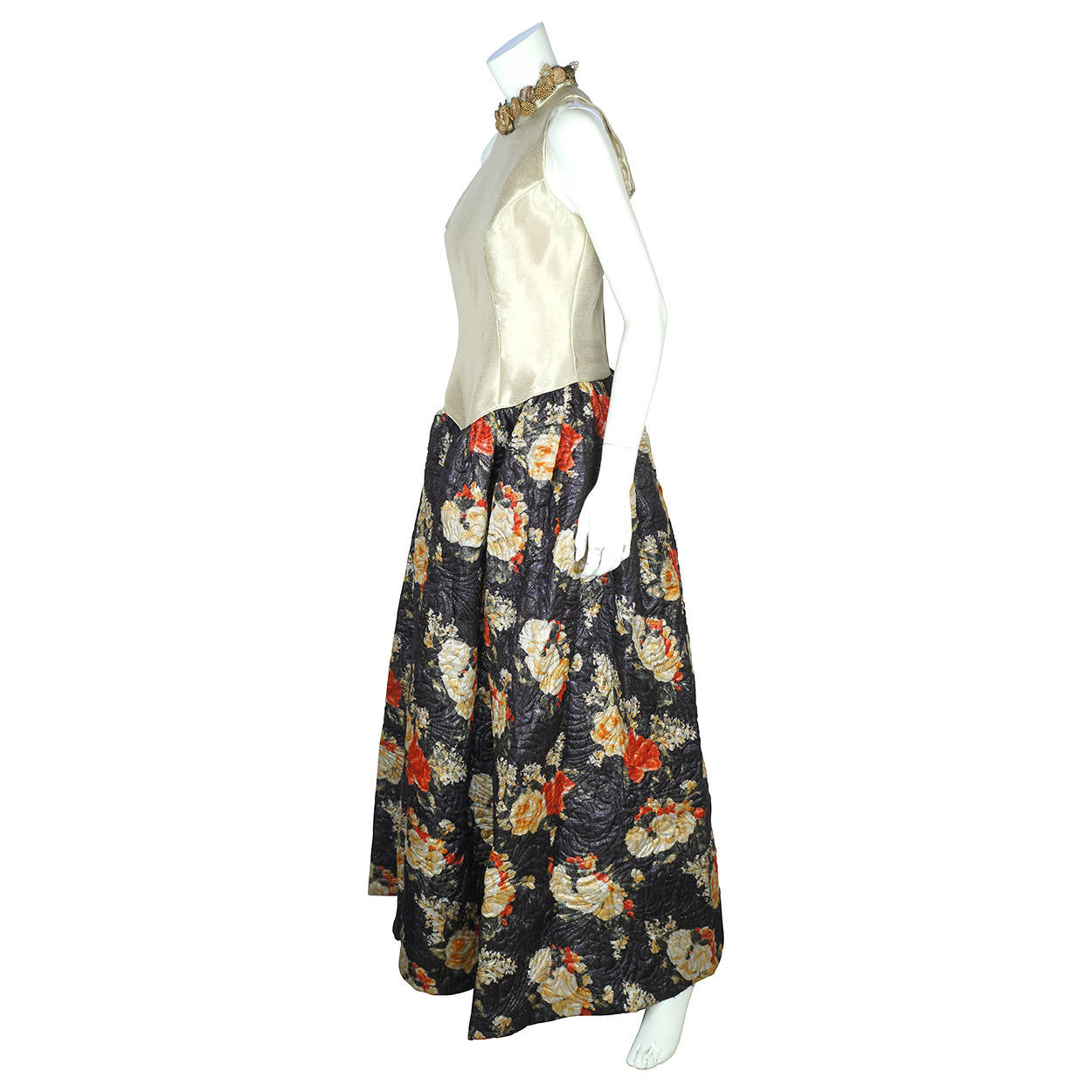 Vintage Carnival of Venice Ball Gown Dress with Hooded Coat Exceptional Fabric M - Poppy's Vintage Clothing