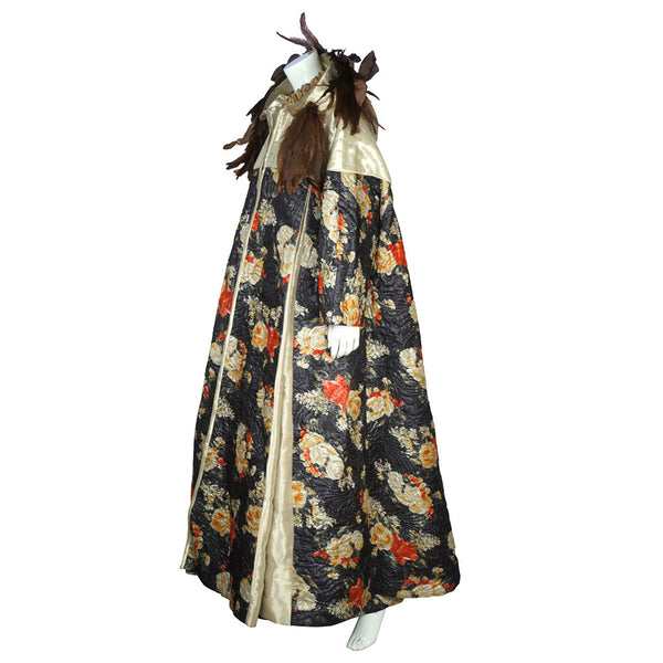 Vintage Carnival of Venice Ball Gown Dress with Hooded Coat Exceptional Fabric M - Poppy's Vintage Clothing