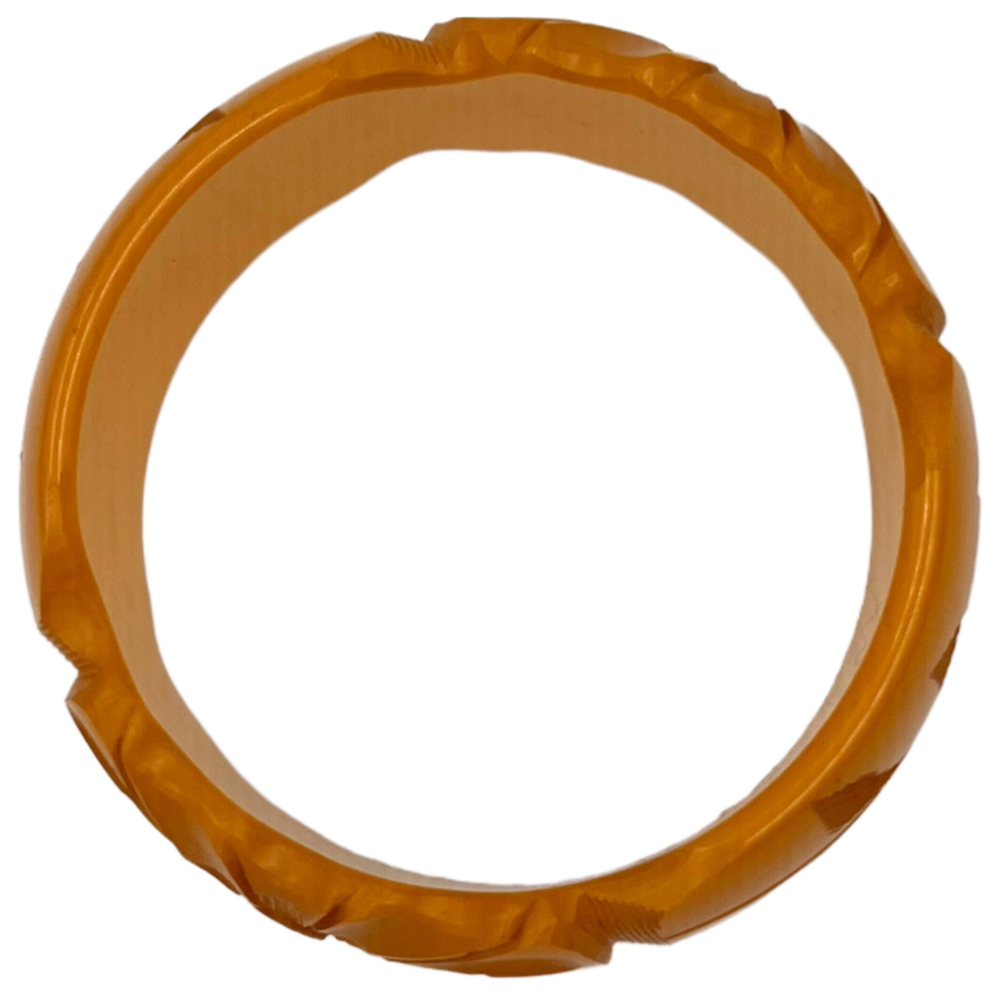 Vintage Deeply Carved Bakelite Bangle Opaque Butterscotch