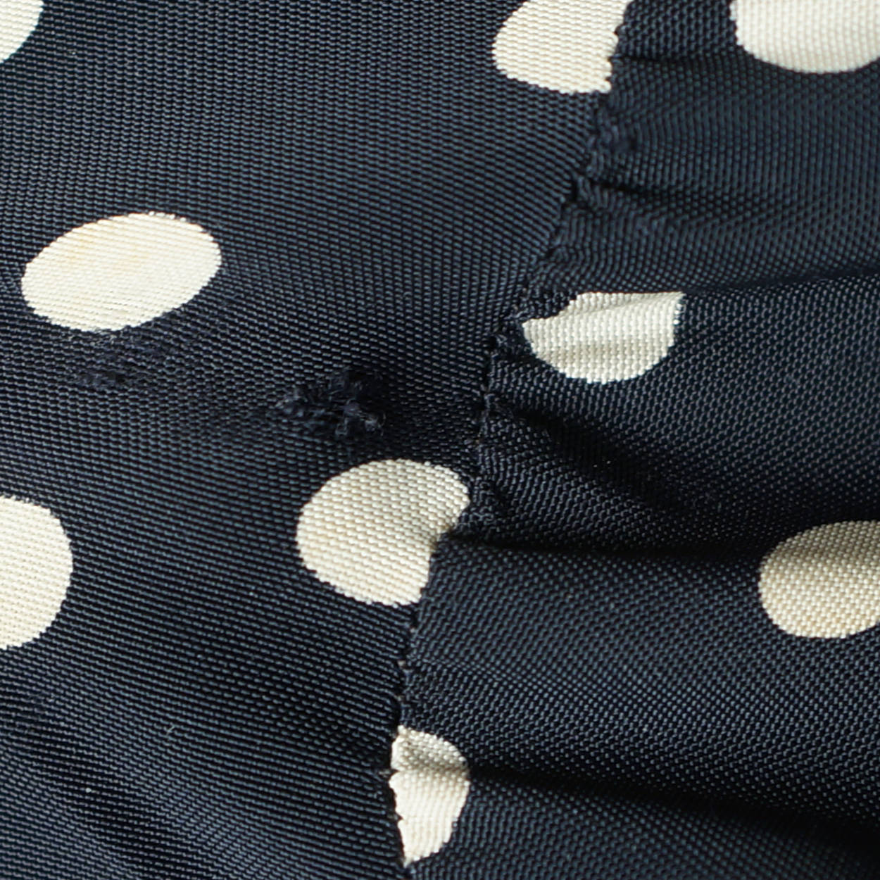 Vintage 1930s Day Dress Navy Blue with White Polka Dots Casually Young Size L XL - Poppy's Vintage Clothing