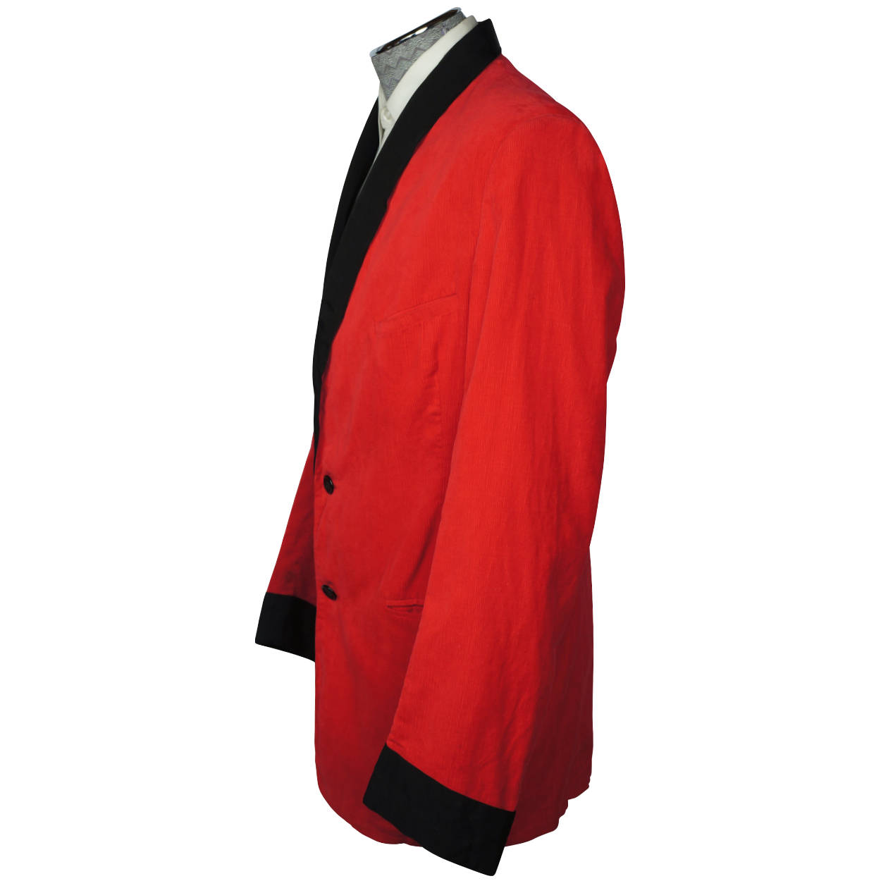 Vintage 50s Smoking Jacket by Caulfeild Red Corduroy Size M - Poppy's Vintage Clothing