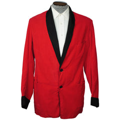 Vintage 50s Smoking Jacket by Caulfeild Red Corduroy Size M - Poppy's Vintage Clothing