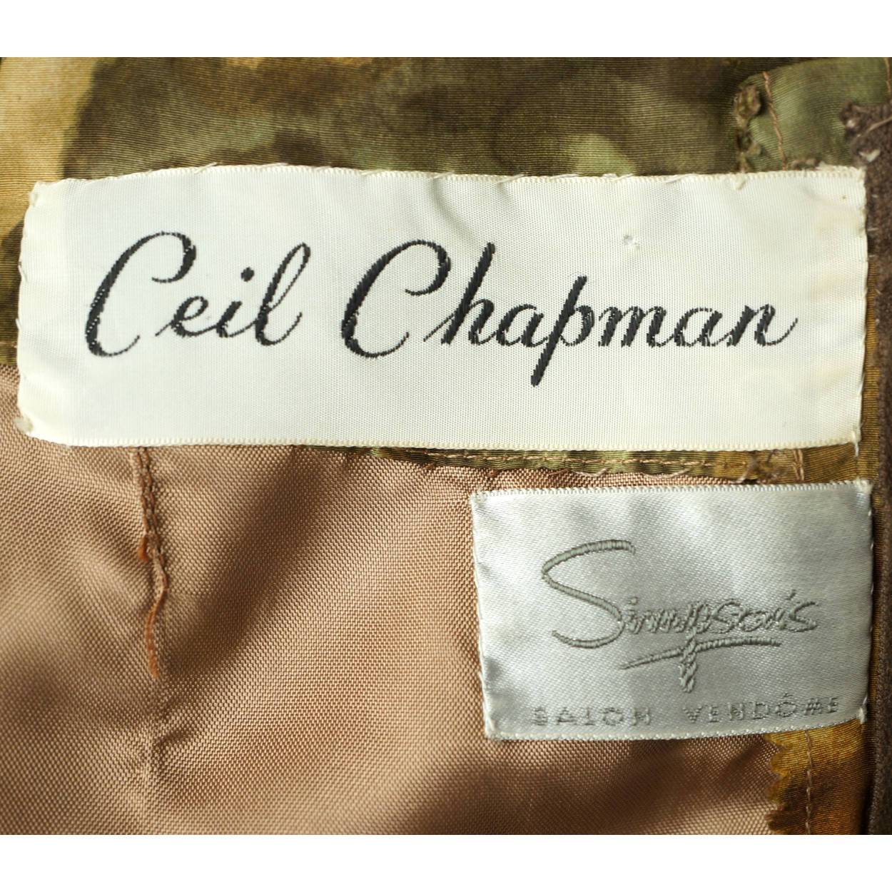 Vintage Ceil Chapman Wiggle Dress Abstract Leaf Pattern Printed Silk 1950s Sz M - Poppy's Vintage Clothing