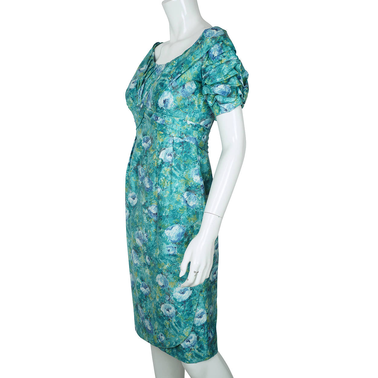 Vintage Ceil Chapman Wiggle Dress Floral Printed Cotton 1950s Size M - Poppy's Vintage Clothing