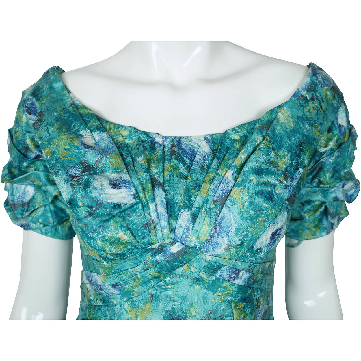 Vintage Ceil Chapman Wiggle Dress Floral Printed Cotton 1950s Size M - Poppy's Vintage Clothing