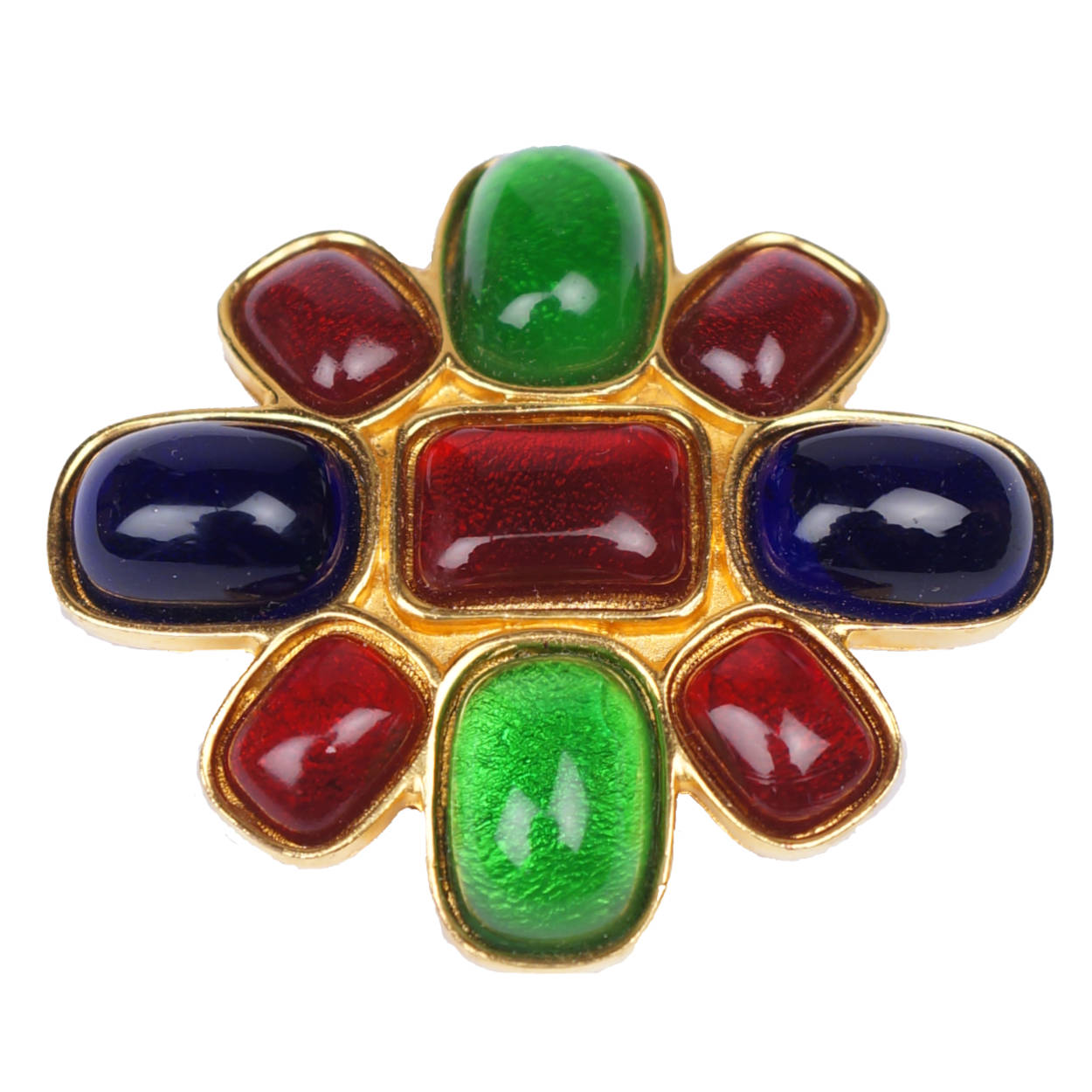 Vintage Celine Paris Brooch Gripoix Pate de Verre Stones - Poppy's Vintage Clothing