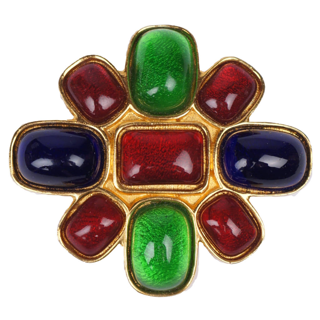 Vintage Celine Paris Brooch Gripoix Pate de Verre Stones - Poppy's Vintage Clothing