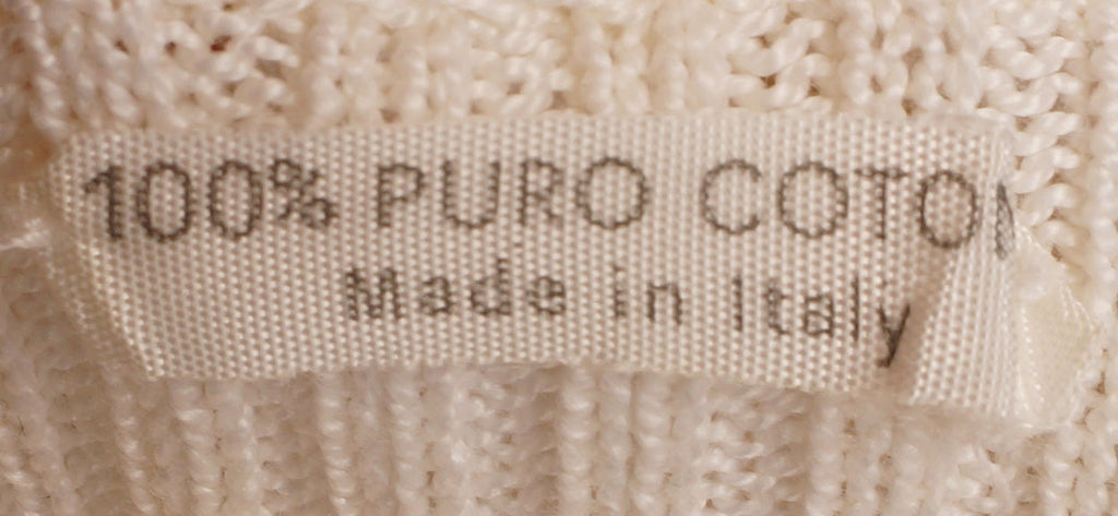 Vintage 1970s Celine White Sweater - Cotton Rib Knit Pullover -  XS - Poppy's Vintage Clothing