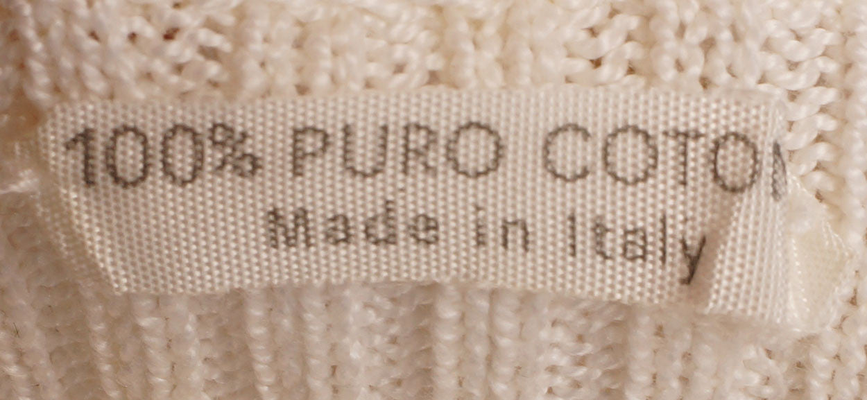 Vintage 1970s Celine White Sweater - Cotton Rib Knit Pullover -  XS - Poppy's Vintage Clothing