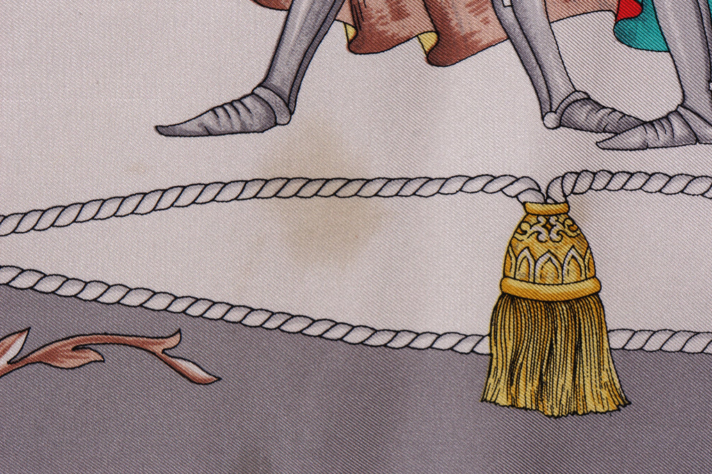 Vintage Celine Paris Silk Twill Scarf Jousting Knights Pattern - Poppy's Vintage Clothing