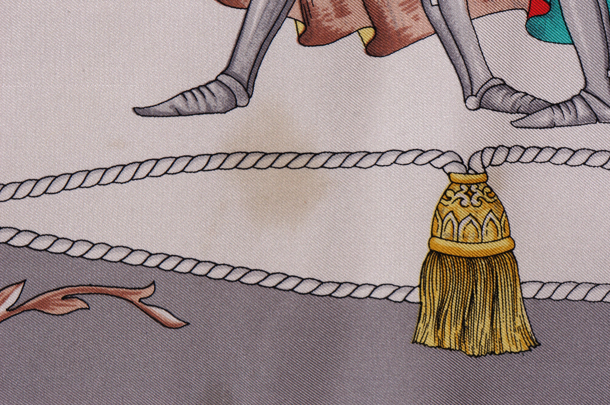 Vintage Celine Paris Silk Twill Scarf Jousting Knights Pattern - Poppy's Vintage Clothing