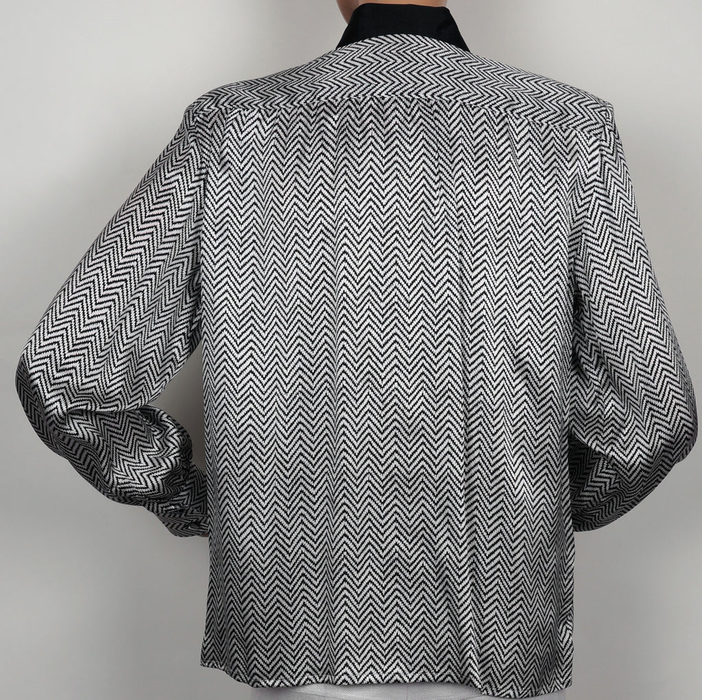 1980s Vintage Blouse by Celine Paris - Silk Zig Zag Pattern - Poppy's Vintage Clothing