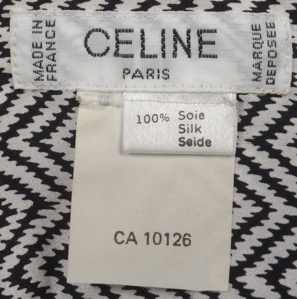 1980s Vintage Blouse by Celine Paris - Silk Zig Zag Pattern - Poppy's Vintage Clothing