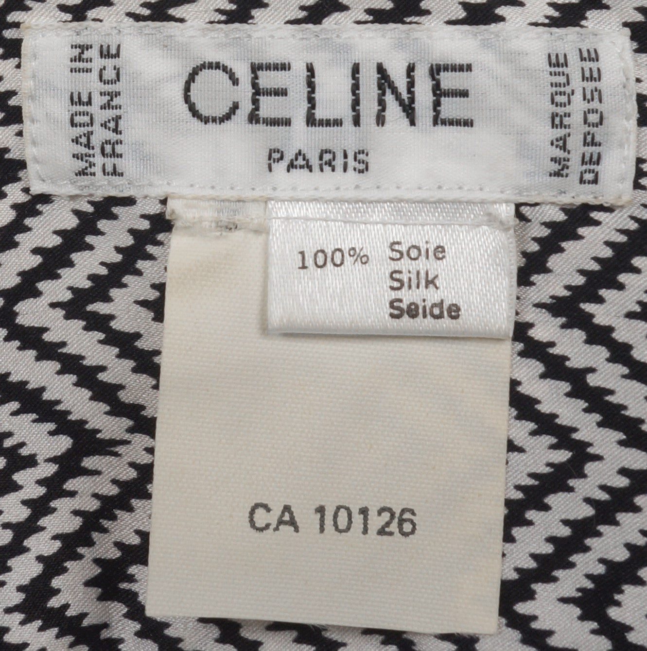 1980s Vintage Blouse by Celine Paris - Silk Zig Zag Pattern - Poppy's Vintage Clothing