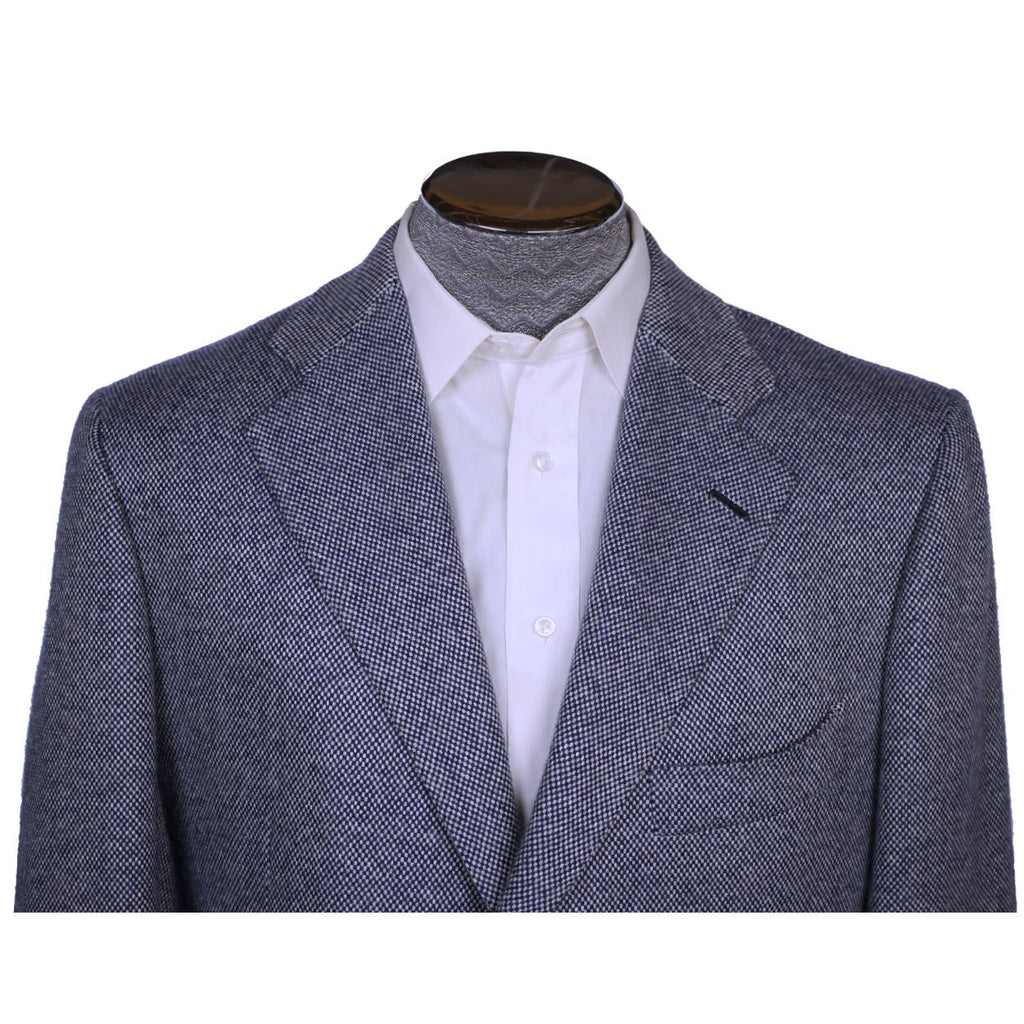 Cesare Attolini Napoli Mens Suit Jacket Pure Cashmere Birdseye Weave 41 42 Long - Poppy's Vintage Clothing