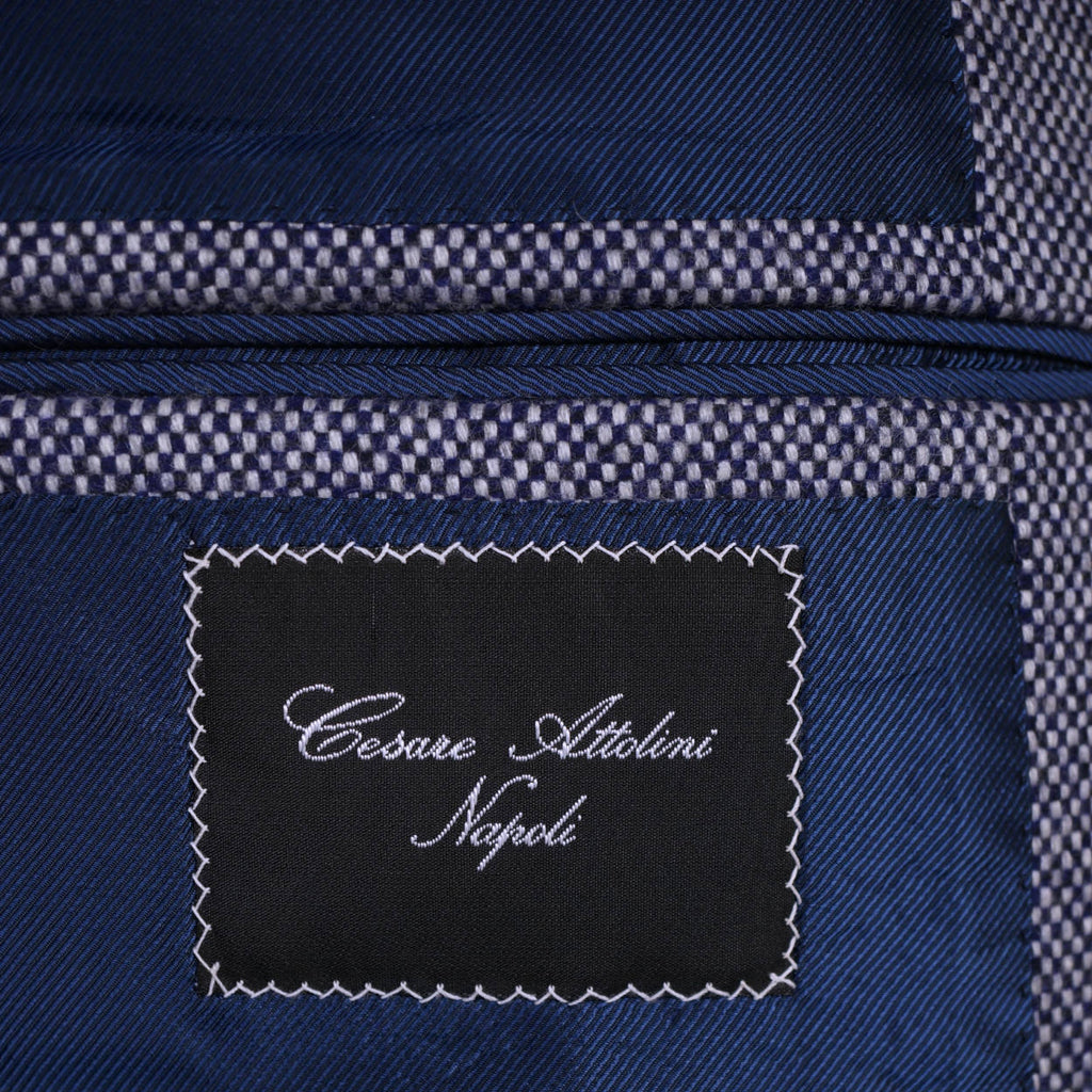 Cesare Attolini Napoli Mens Suit Jacket Pure Cashmere Birdseye Weave 41 42 Long - Poppy's Vintage Clothing