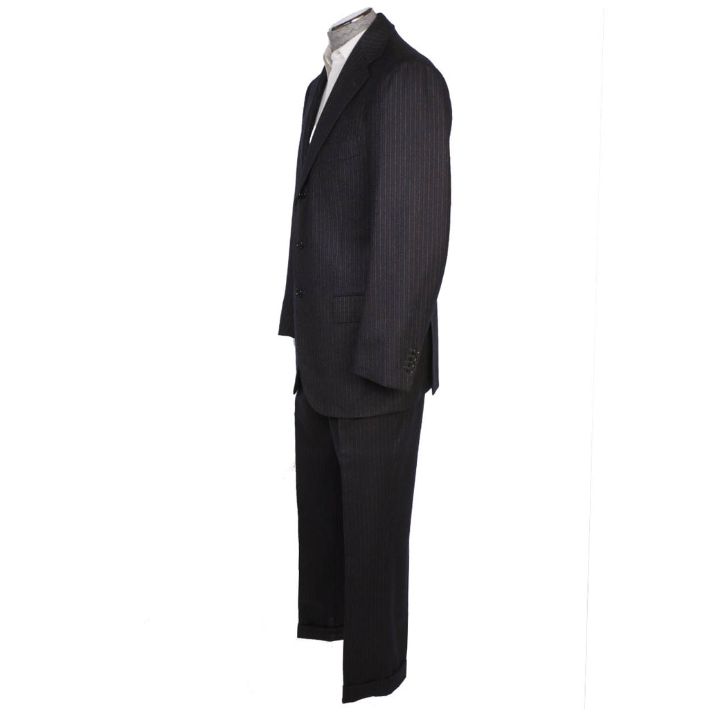 Cesare Attolini Napoli Mens Suit Wool Pinstripe Fine Italian Tailoring Size M 40 - Poppy's Vintage Clothing