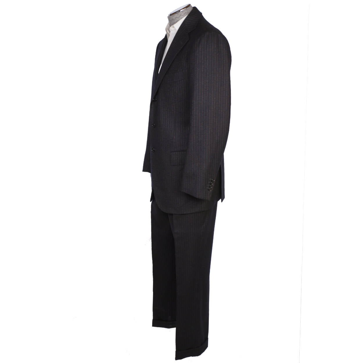 Cesare Attolini Napoli Mens Suit Wool Pinstripe Fine Italian Tailoring Size M 40 - Poppy's Vintage Clothing