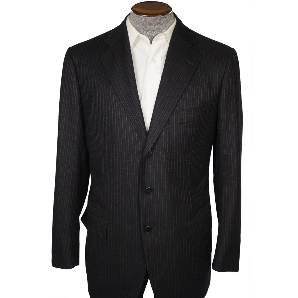Cesare Attolini Napoli Mens Suit Wool Pinstripe Fine Italian Tailoring Size M 40 - Poppy's Vintage Clothing