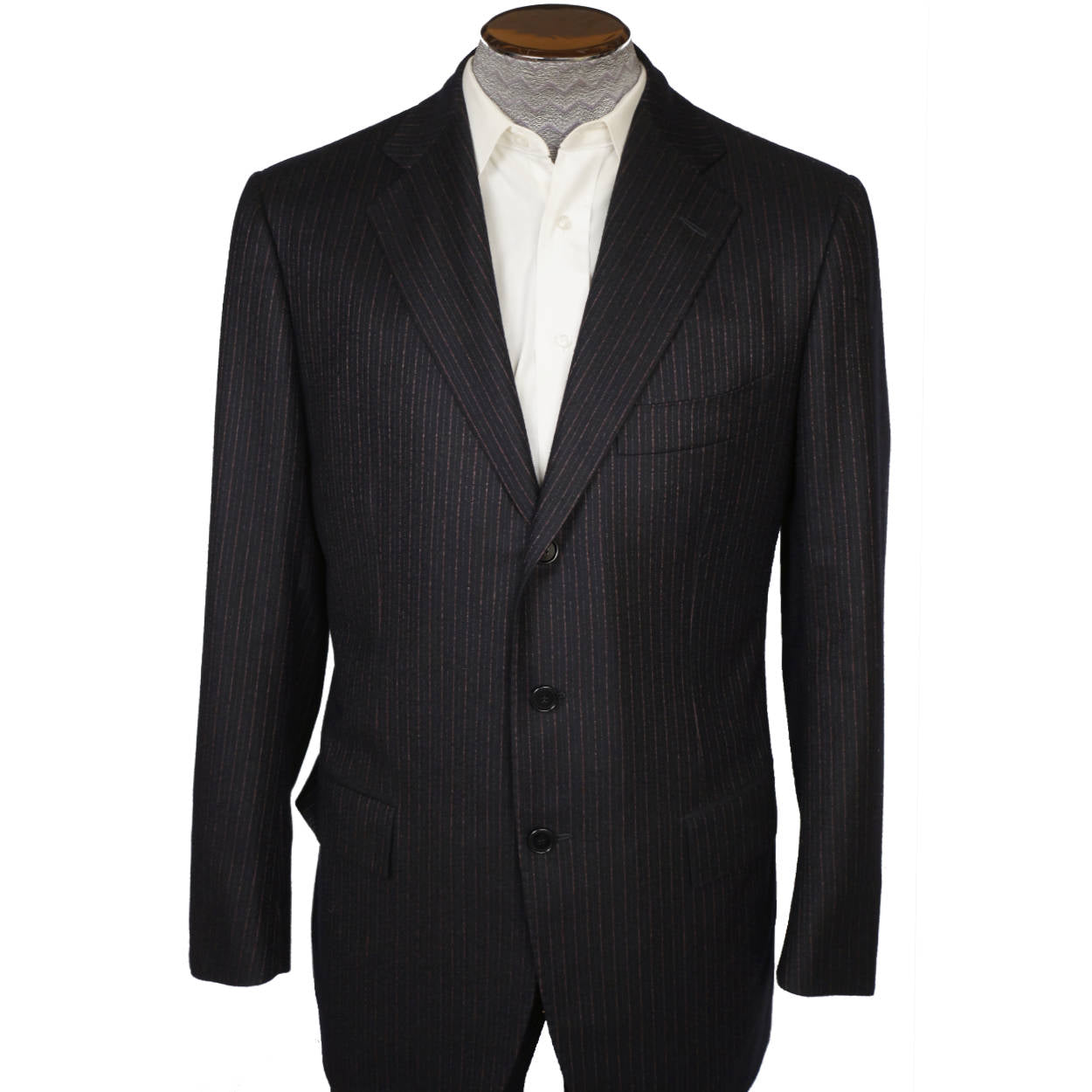 Cesare Attolini Napoli Mens Suit Wool Pinstripe Fine Italian Tailoring Size M 40 - Poppy's Vintage Clothing