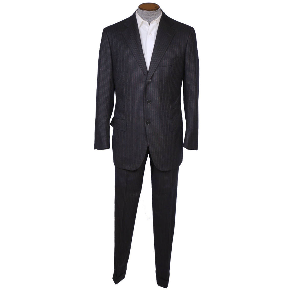Cesare Attolini Napoli Mens Suit Wool Pinstripe Fine Italian Tailoring Size M 40 - Poppy's Vintage Clothing