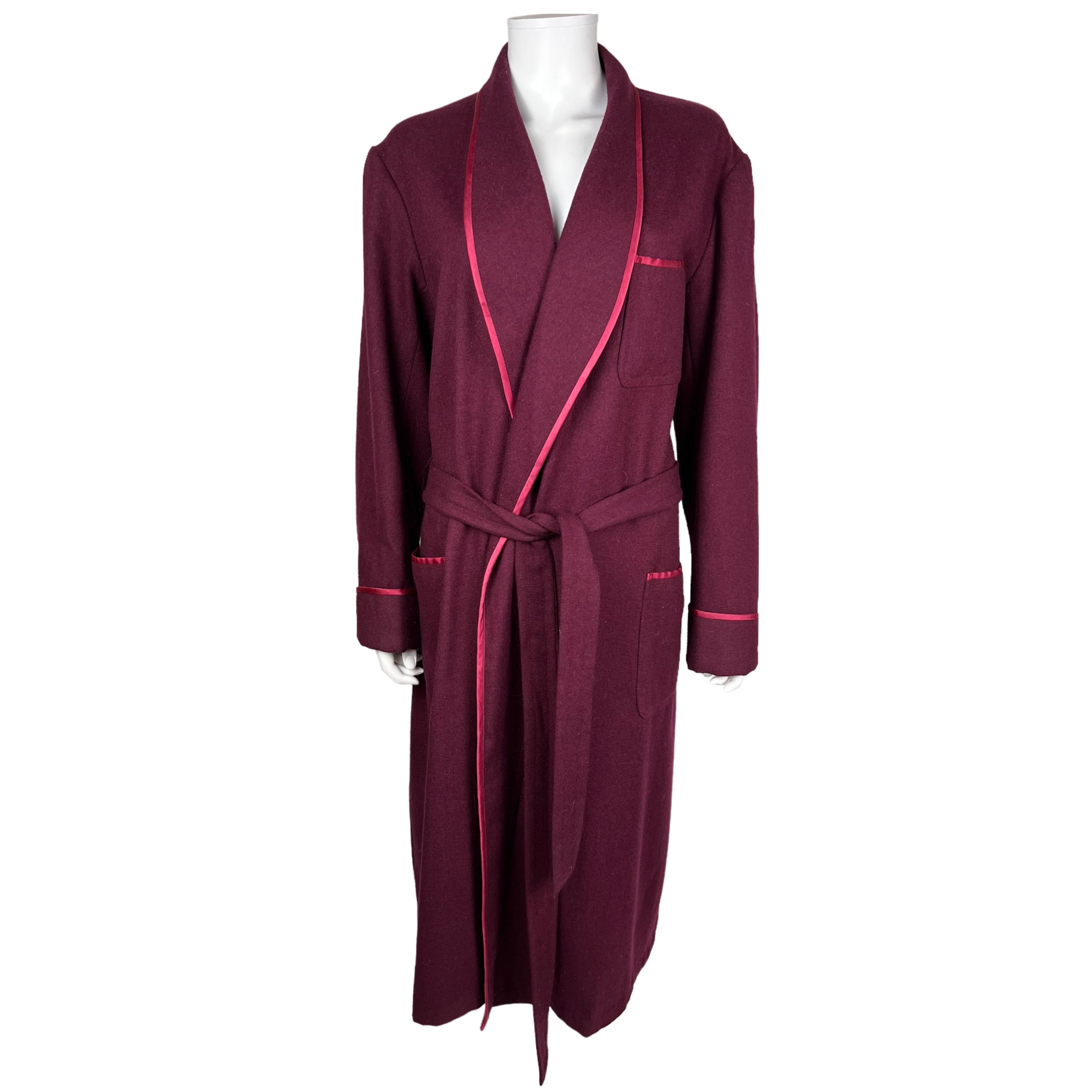 Maroon natural silk print dressing gown – 08737-0050
