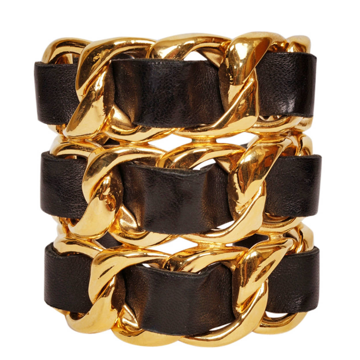 Chanel Leather Turnlock CC Logo Bracelet - Gold-Plated Wrap, Bracelets -  CHA906409 | The RealReal