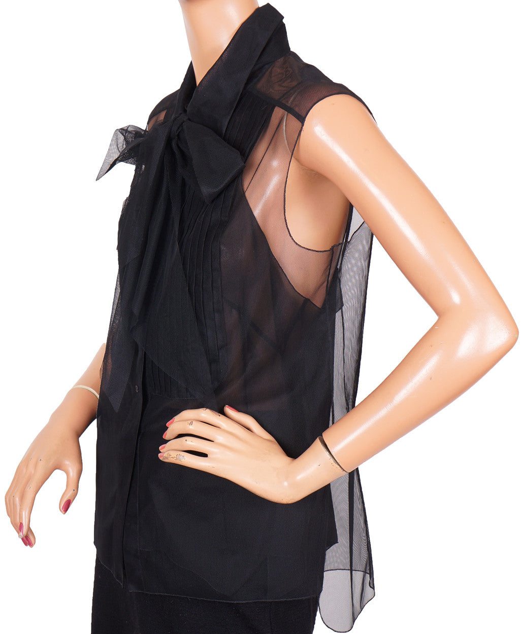 Chanel Paris Sleeveless Blouse Fall/Autumn 2002 Black Polyester Top - Poppy's Vintage Clothing