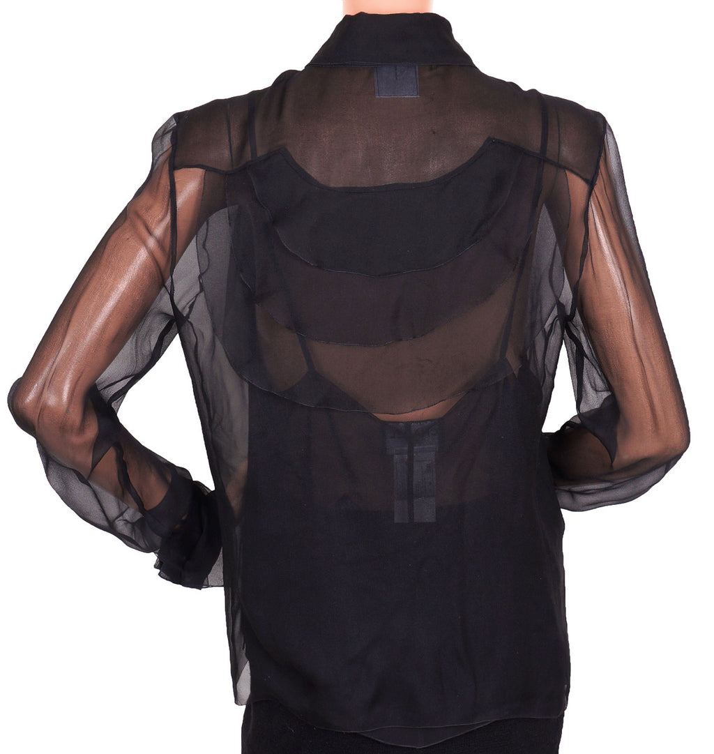 Chanel Paris 2002 Silk Chiffon Blouse with Camisole Size 42 - Poppy's Vintage Clothing