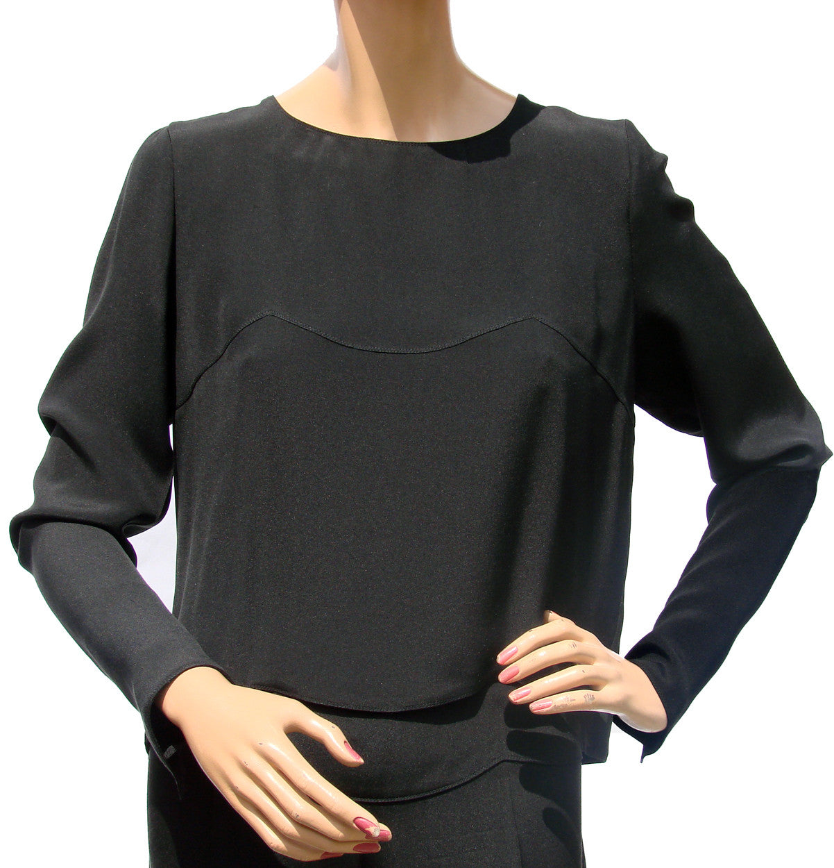 Chanel Paris Pants and Blouse Ensemble - Spring 2002 in Black Silk - Poppy's Vintage Clothing