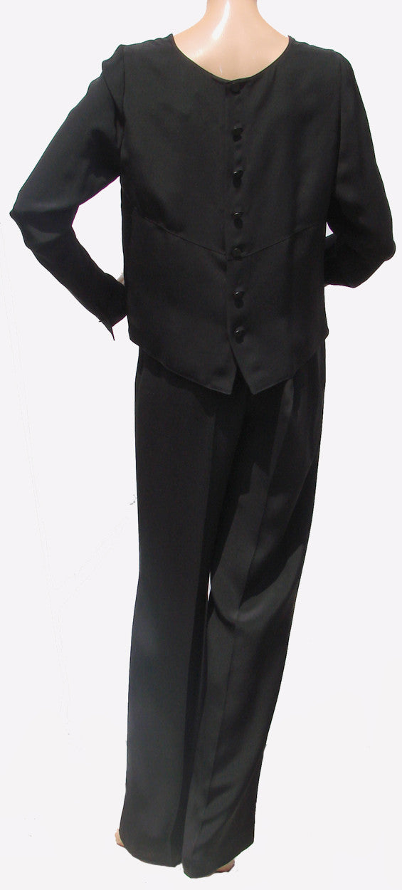 Chanel Paris Pants and Blouse Ensemble - Spring 2002 in Black Silk - Poppy's Vintage Clothing