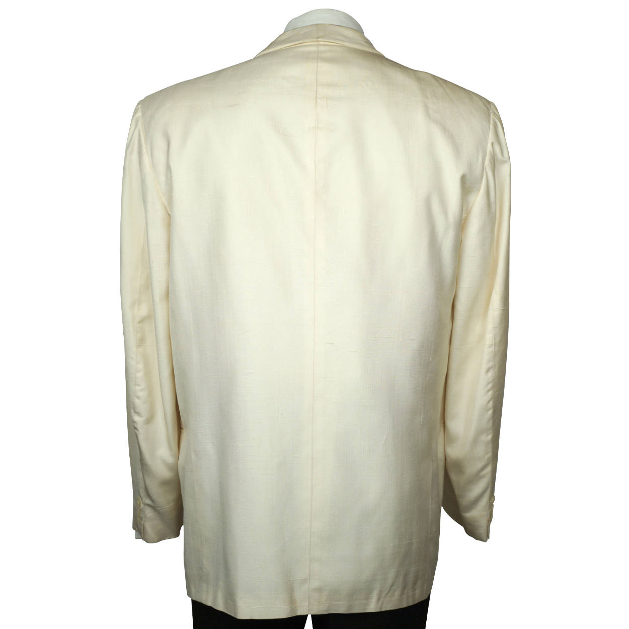 Vintage 1960s Mens Cream Silk White Dinner Jacket Formal Tux Coat 1962 Size L - Poppy's Vintage Clothing