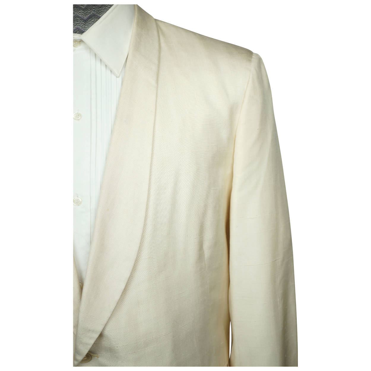 Vintage 1960s Mens Cream Silk White Dinner Jacket Formal Tux Coat 1962 Size L - Poppy's Vintage Clothing