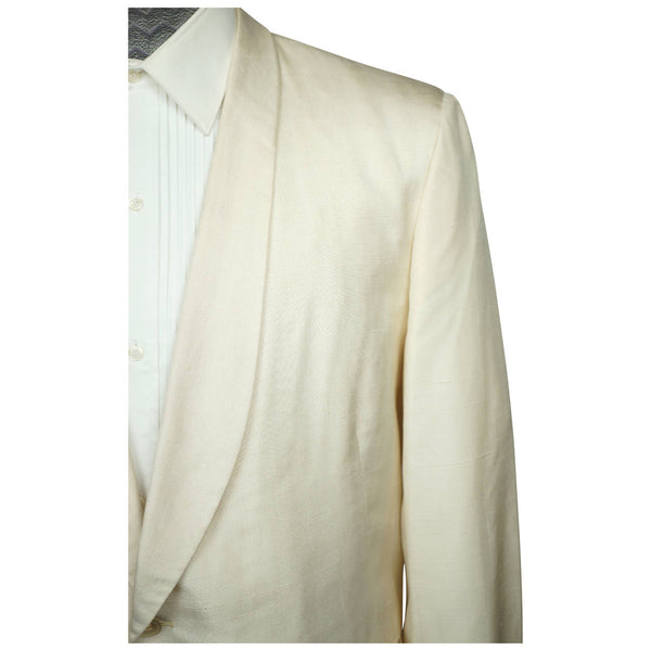 Vintage 1960s Mens Cream Silk White Dinner Jacket Formal Tux Coat 1962 Size  L