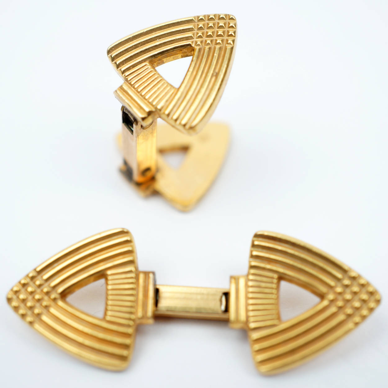 French Art Deco Cufflinks Gold Plated Charles Murat - Poppy's Vintage Clothing