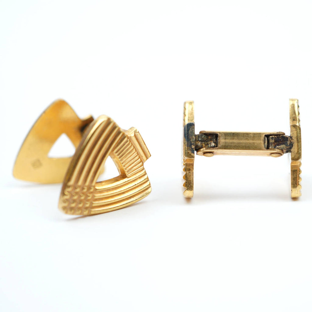 French Art Deco Cufflinks Gold Plated Charles Murat - Poppy's Vintage Clothing