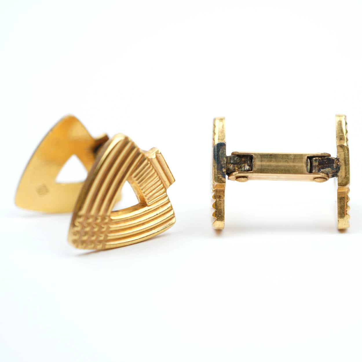 French Art Deco Cufflinks Gold Plated Charles Murat - Poppy's Vintage Clothing